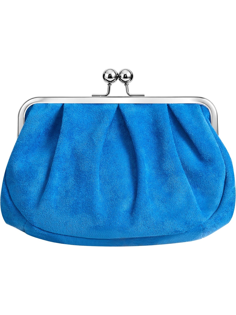 〽️ Women's Blue Faux Suede Clutch Purses Kiss Lock Chain Strap Evening Bag